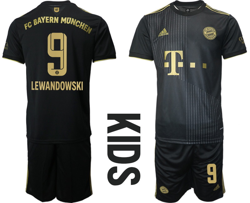 Youth 2021-2022 Club Bayern Munich away black #9 Soccer Jersey